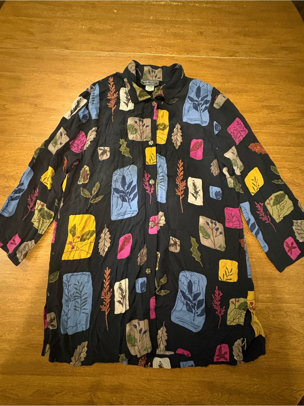 Vintage Carol Anderson Collection Botanical Leaf Print Button-Down Shirt L